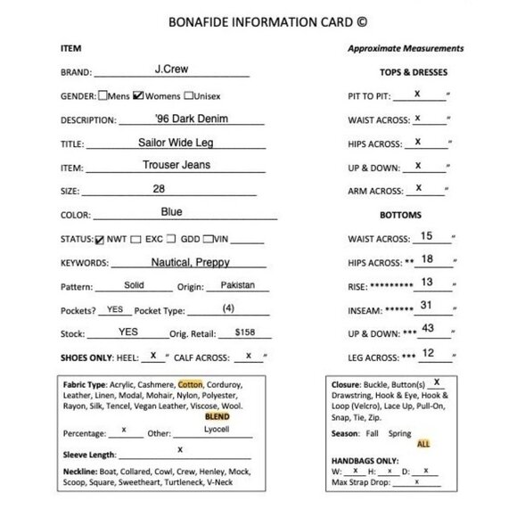 J.Crew Womens '96 Dark Denim Sailor Wide Leg Trouser Jeans Size 28 Blue AN NWT - Picture 12 of 12